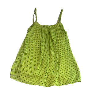 new york and company lime green polka dot spaghetti adjustable straps top